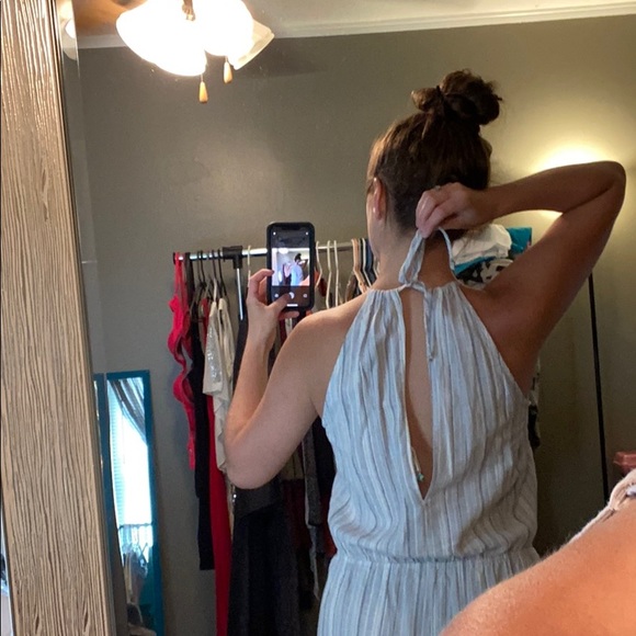 Gray and White Striped Jumpsuit - Picture 4 of 6